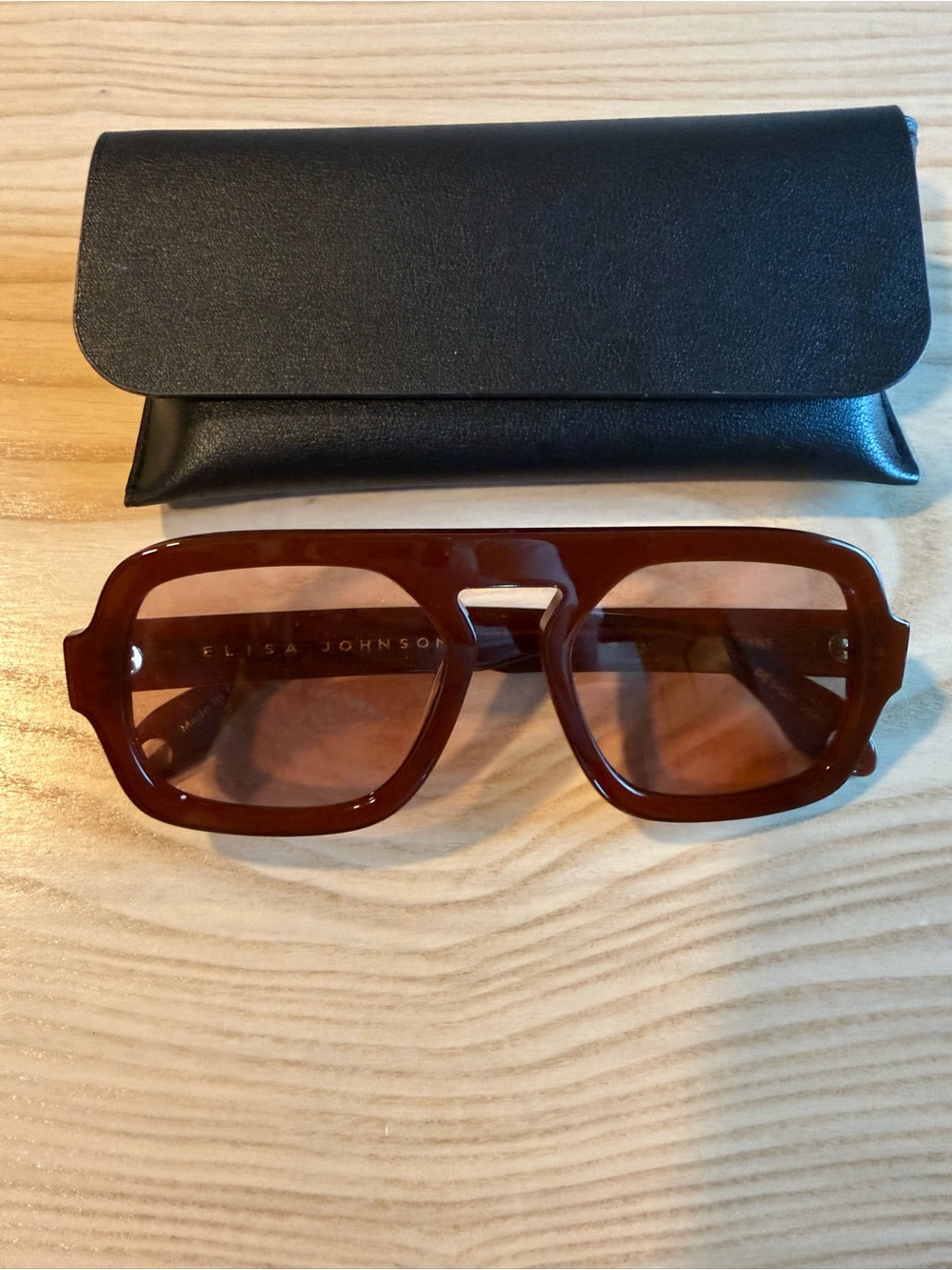 Elisa Johnson Women's Brown Square Shield Sunglasses